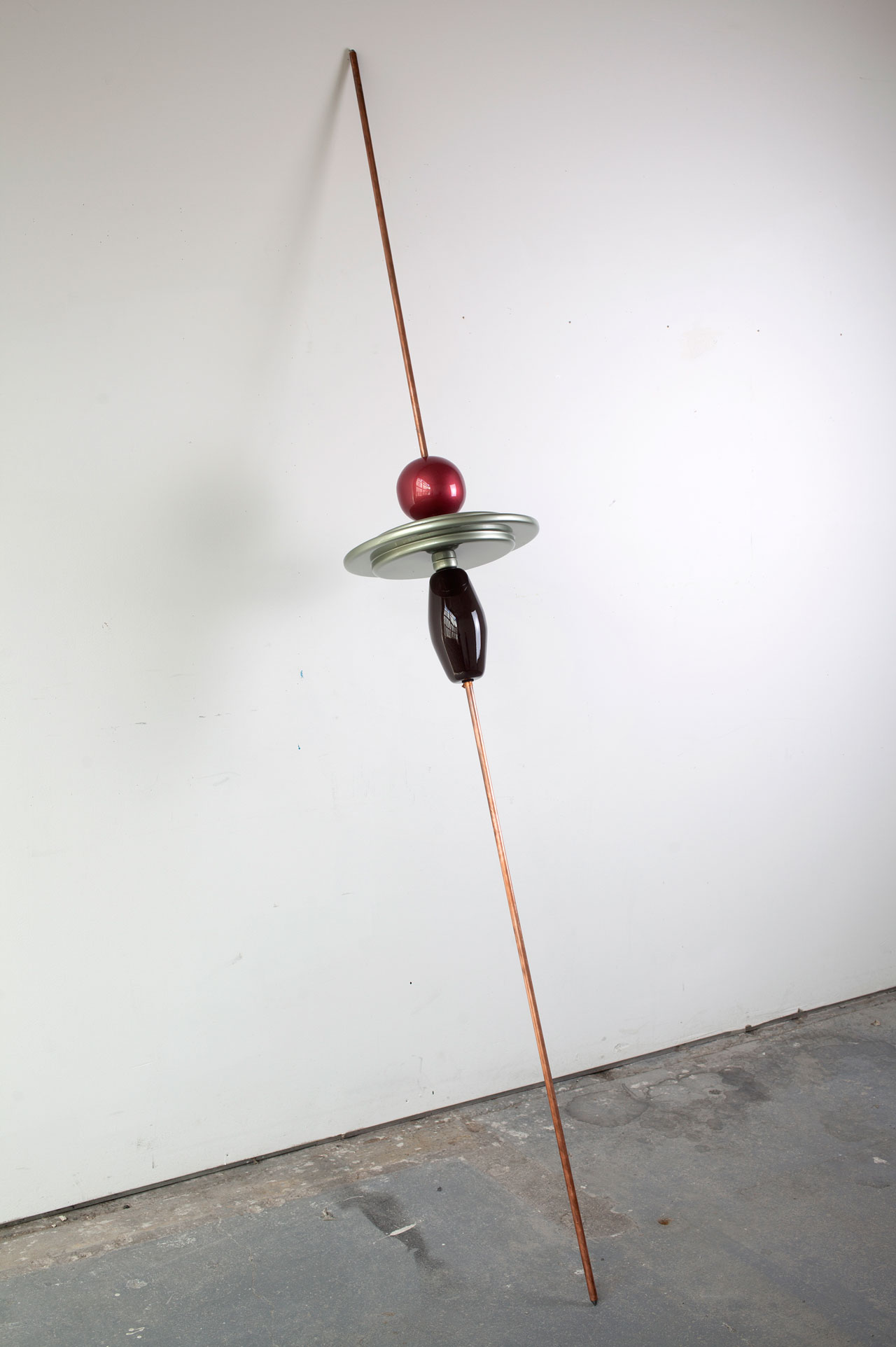 Reuven Israel, SBM4 (Stand By Me no.4), 2012, copper-coated steel rod, MDF and paints, 40 x 40 x 244 cm