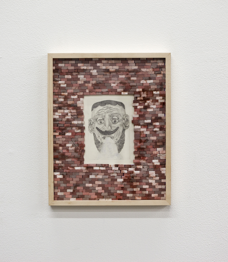 Assaf Shaham, Misting Carnival, 2019, clay, graphite, wood glue, 38 x 30.5 x4 cm
