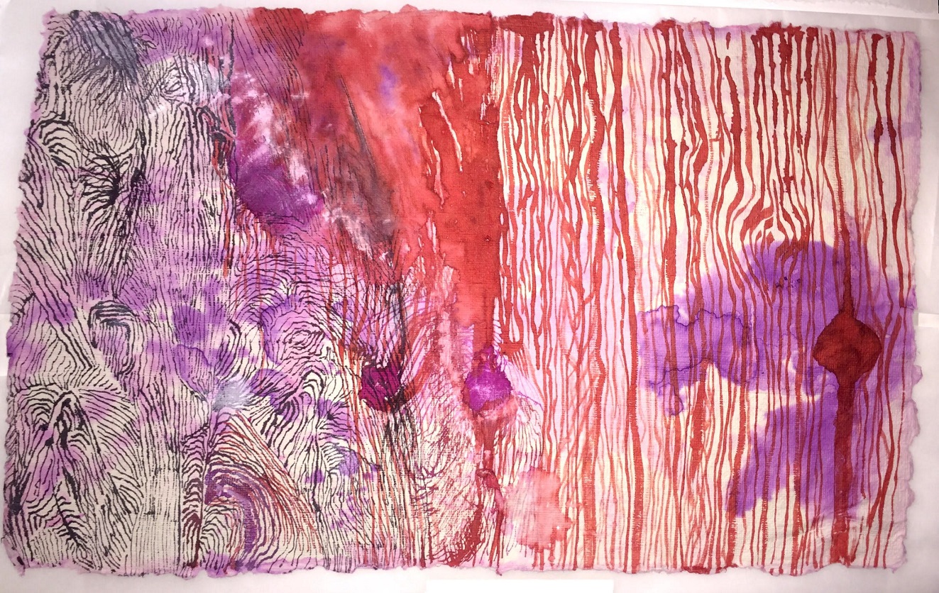 Bracha L. Ettinger, Lichtenberg Flower and Medusa n.15, 2010-2012, india ink and wash on paper, 23 x3 5.5 cm