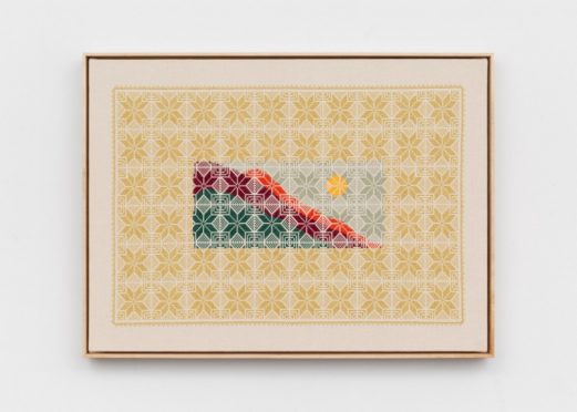 Jordan-Nassar-One-Yellow-Plane-Transformed-into-a-Sun-2019-Hand-embroidered-cotton-on-cotton-56-x-76-cm-521x372