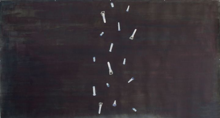 Reuven Israel, DF (Drawing Falling), 2012, Watercolor on paper, 270 x 150 cm