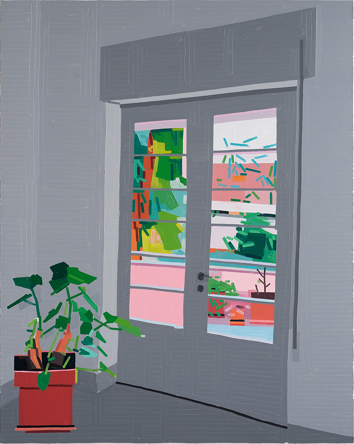 Guy Yanai, Gilboa Balcony Door 2019, Oil on canvas 150 x 120 cm