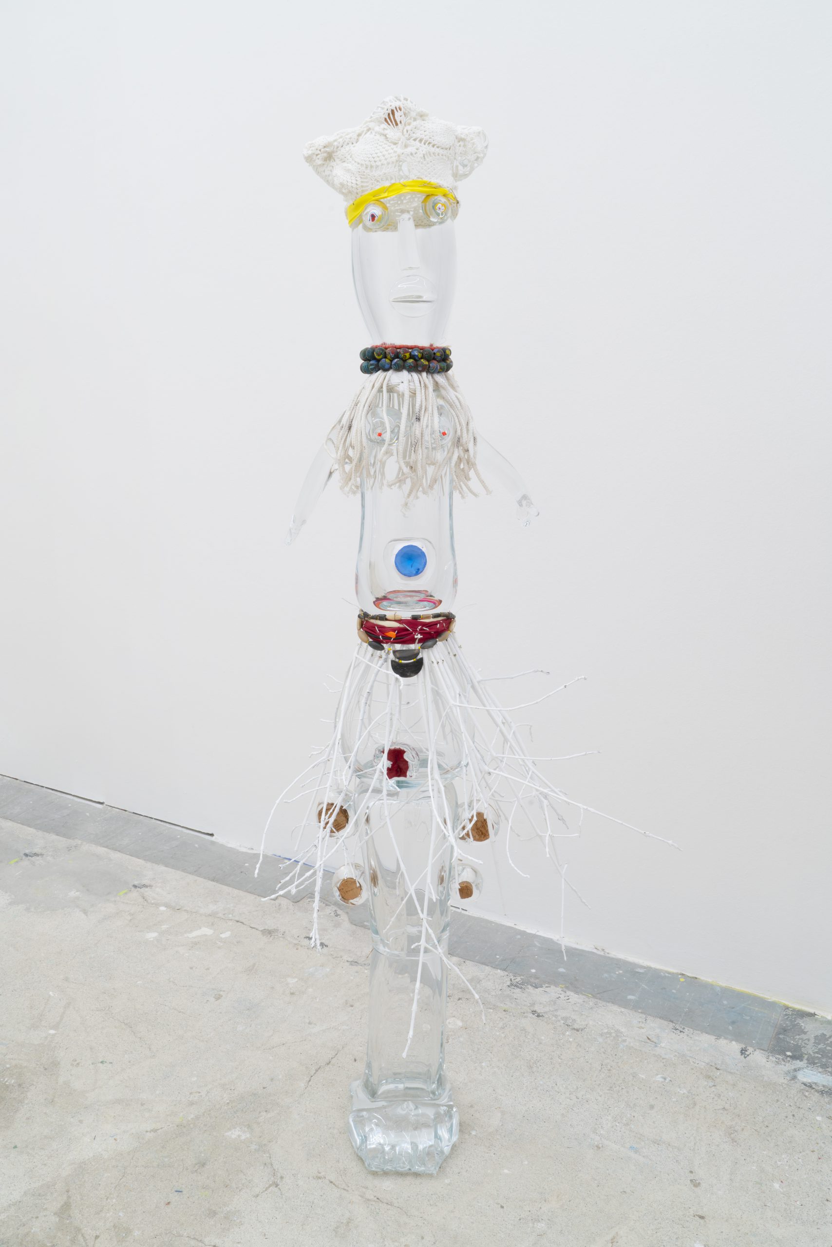 Pascale Marthine Tayou, Totem Cristal , 2019, crystal, mixed media, 176 x 74 x 89 cm