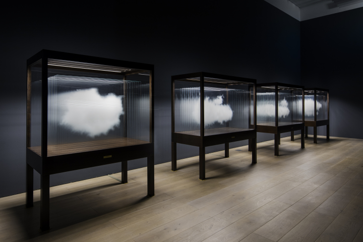 Leandro Erlich, “The Cloud” (2018), ceramical digital print on extra light glass, wooden case, led lights, 78.3 x 68.8 x 26.3 in. (© photo by Hasegawa Kenta, courtesy Mori Art Museum, Tokyo, Japan)