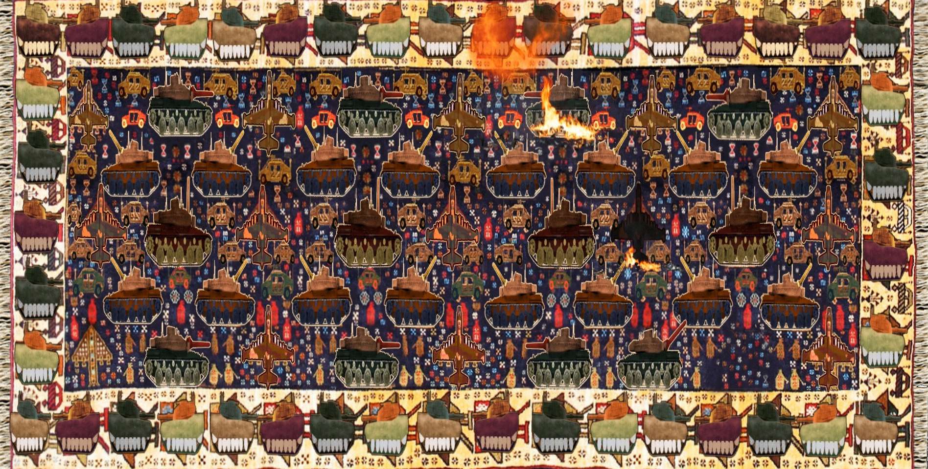 "War Rug #3",
2014,
single-channel video, 
color, stereo sound,
duration 8 min, 
dimensions variable