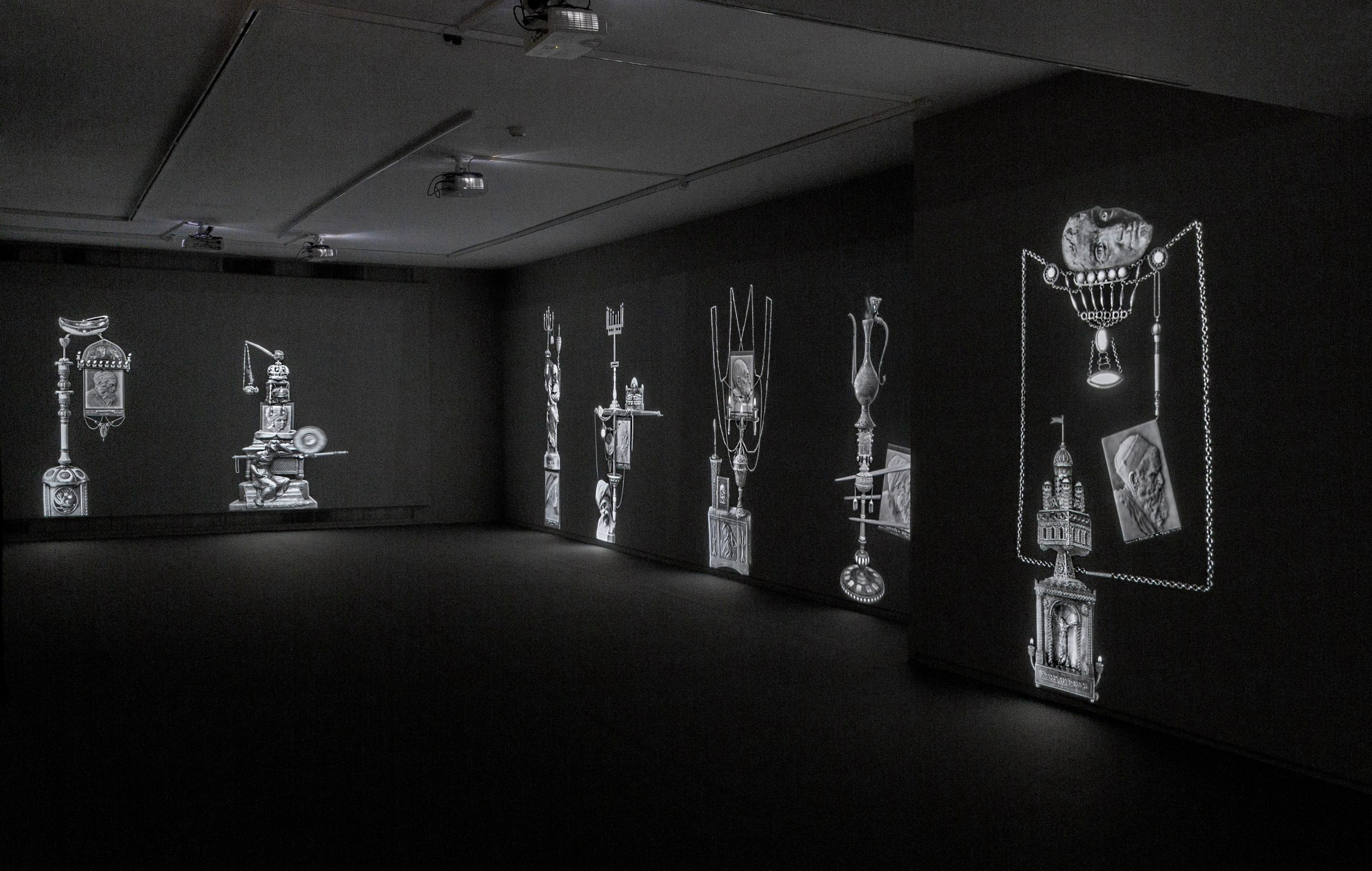 "Gallery of Jewish Portraits", 2018, 
9-channel HD video & animation installation,  
black & white, 
silent,
 1 min loop,
dimantions variable