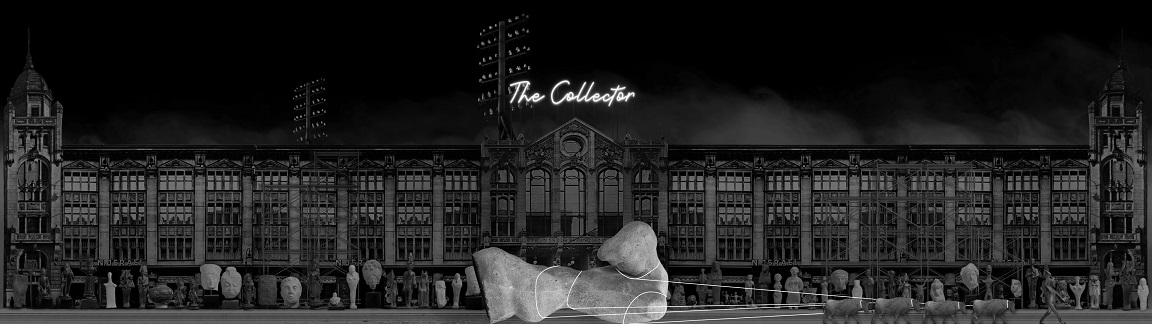 "The Collector", 
2021, 
two channel HD video & animation installation,
projection size: 10 meters (2 projections),
black & white, stereo sound, 
dimensions variable,
duration: 3 min loop, video still