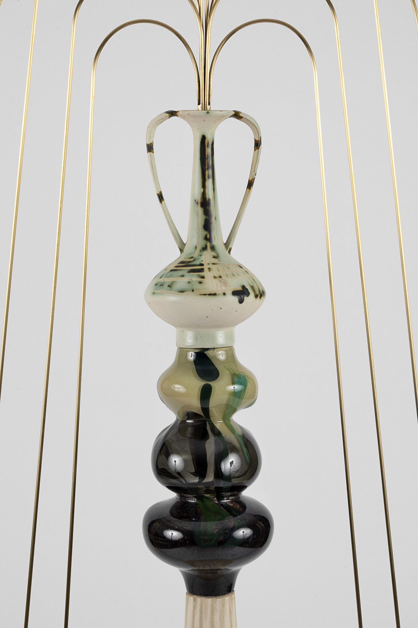 "Aspects of Existence",
2021,
Glass, Brass and found Israeli ceramics from the factories of Kfar Menachem & Harsa,
164x73 cm