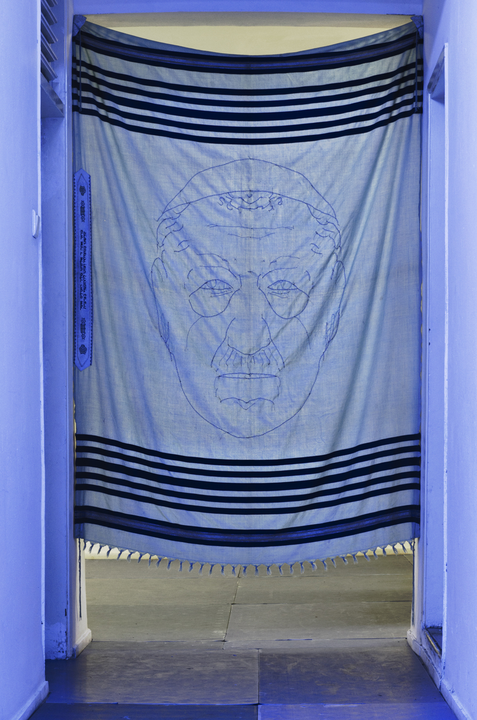 יLight Blue Tallit (blameless), silver embroidery on tallit, 200X120 cm, 2015