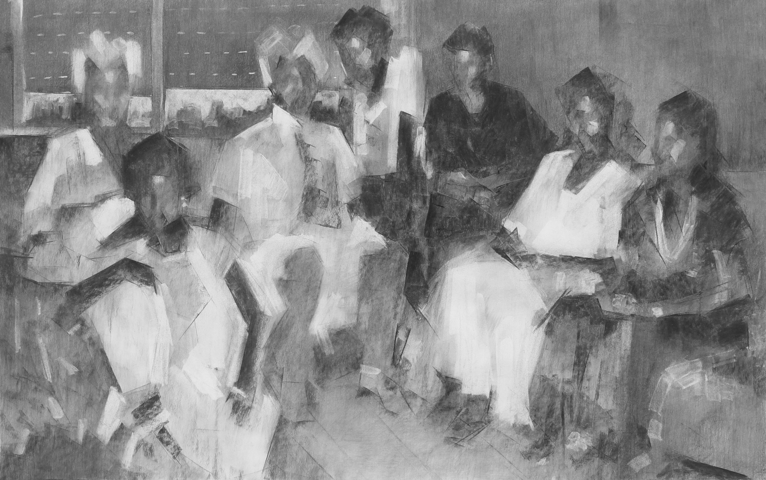 Tigist Yoseph Ron, Daughter, 2022, Charcoal on paper, 97 x 61 cm