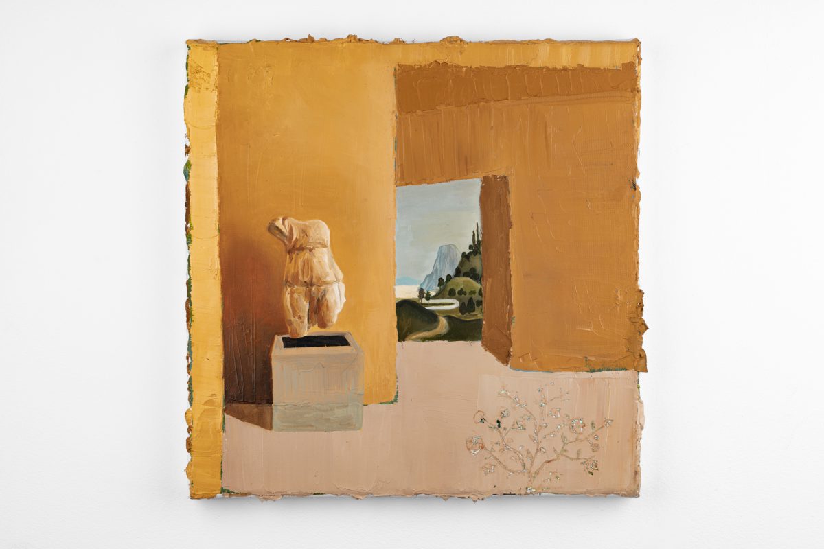 Elena Ceretti Stein, View 10 (gold), 2022, Oil on canvas, 40x40 cm. Photo by Daniel Hanoch